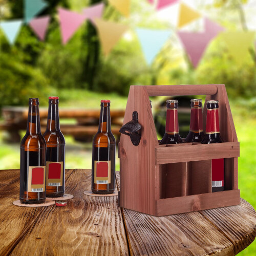 Bierhalter aus Holz mit Flaschenöffner 1