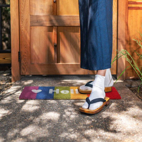Kokosfußmatte "Hello" Regenbogen 2