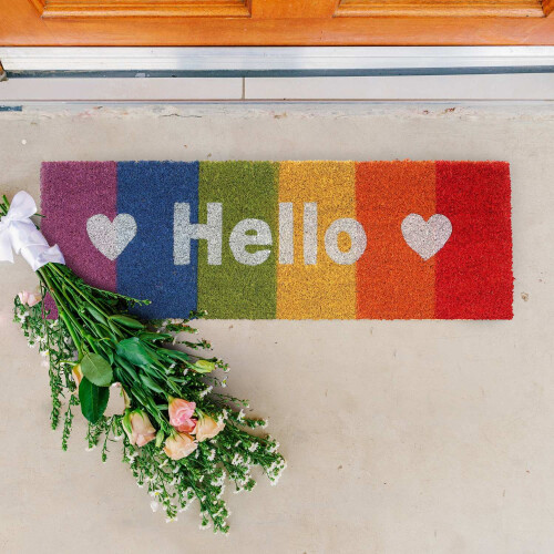Kokosfußmatte "Hello" Regenbogen 1
