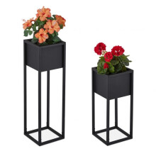 Blumenständer aus Metall - 2 Stück in Schwarz
