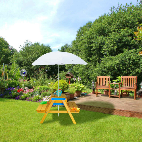 Seating group for children Wood with parasol 1