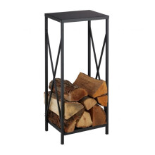Holzregal aus schwarzem Stahl