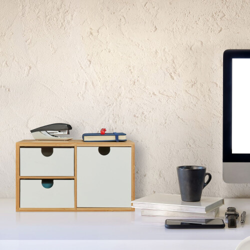 Schubladenbox aus Bambus & MDF 3 Fächer 1
