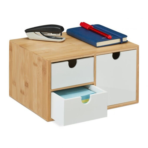 Schubladenbox aus Bambus & MDF 3 Fächer