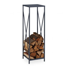 Holzregal aus grauem Metall