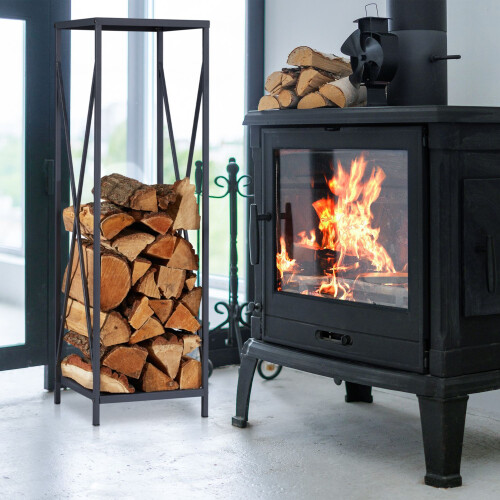 Holzregal aus grauem Metall 2