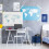 Hocker aus blauem Samt 2
