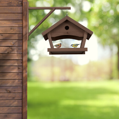 Wall-mounted bird table brown 1