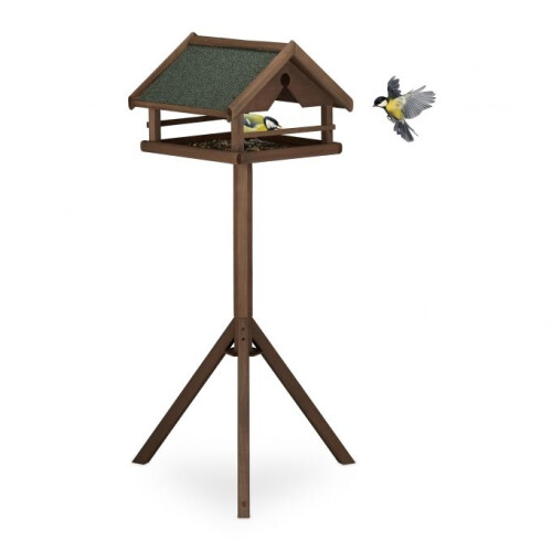 Brown bird table on pole