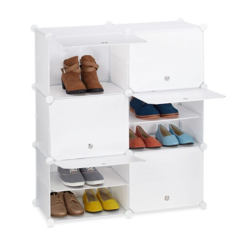 Weißer Schuhschrank mit 12 Fächern
