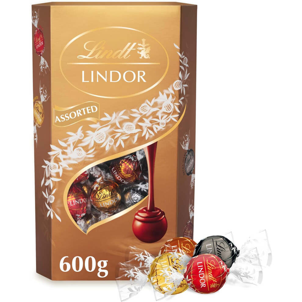 Lindt Lindor Assorted Chocolate Truffles Box Extra Large  Approx 48 balls600g Chocolate Truffles Smooth Melting Gift Present or Sharing Father's Day