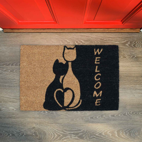 Fußmatte Kokosfaser „Welcome“ mit Katze 1