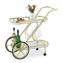 Servierwagen Messing und Glas