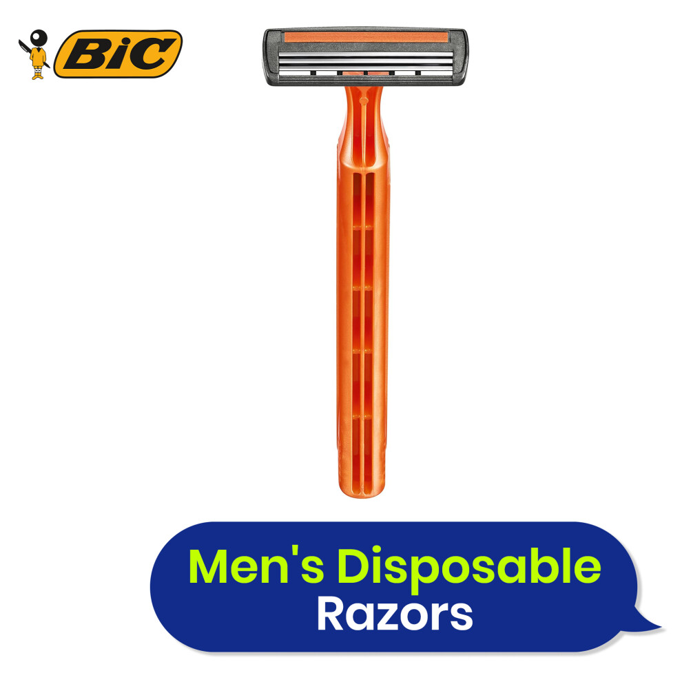 BIC 3 Sensitive Disposable Razors Triple Blade Pack of 4 for Men