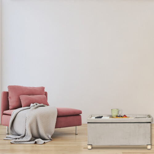 Sitzbank mit Samtbezug und Holzfüßen 2
