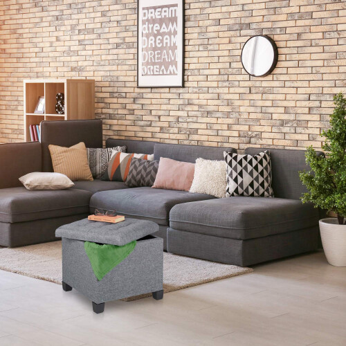 Hocker mit Polsterung in Grau 1