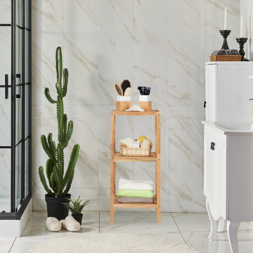Bathroom shelf in walnut with 3 shelves 1