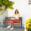 Garden bench with roses dark brown 2