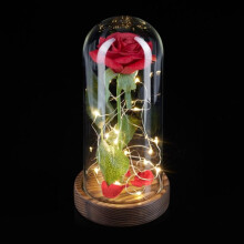 Ewige Rose im Glas mit Kerze