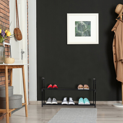 Schwarzes Schuhregal 1