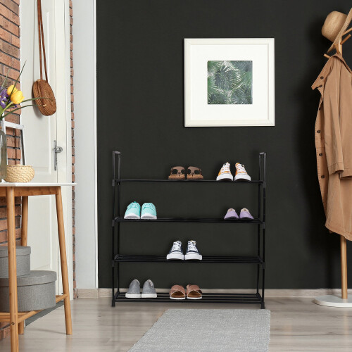 Schwarzes Schuhregal 1