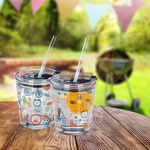 4er-Set Glasbecher mit Sportmotiven 1