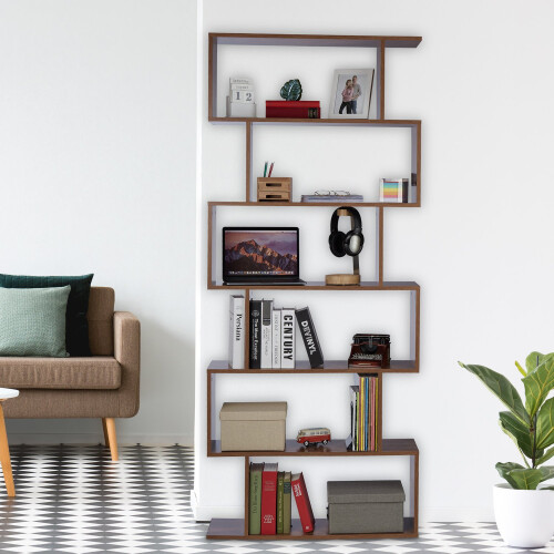 Hohes Bücherregal braun 1
