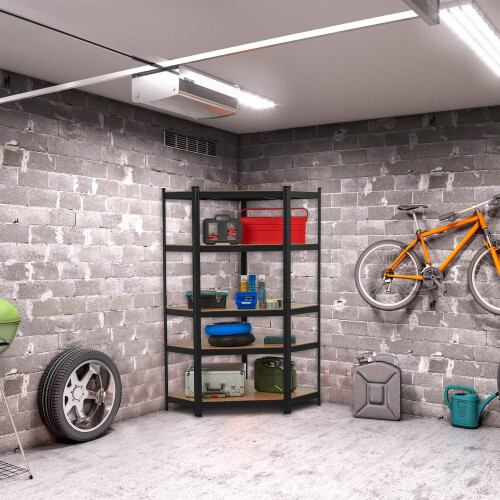 Corner shelf with 5 shelves black 1