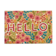 Fußmatte Kokosfaser "Hello" mit Blumen