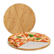 Pizza board in bamboo, 2 pcs, with baking paper