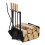 Metal firewood basket with stove tools 1