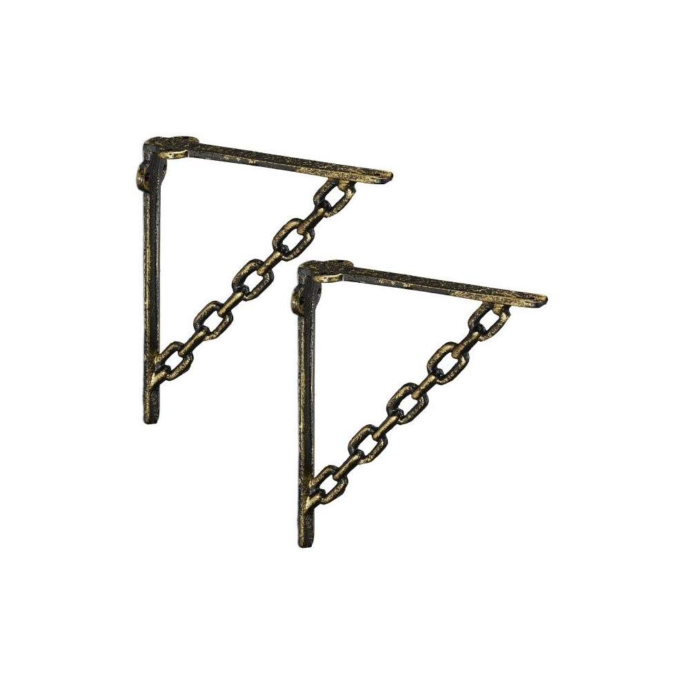 2X Shelf Bracket In Cast Iron With Chain 730056386352