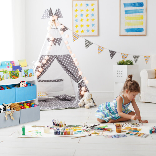 Kinderregal mit 4 Stoffschubladen 2