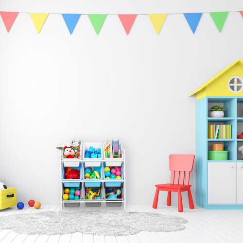 Kinderregal mit 9 Schubladen und Motiv 1