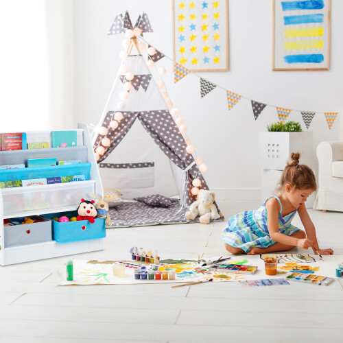 Kinderregal mit 2 Schubladen & 3 Hängefächern 2