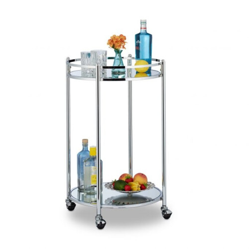 Serving trolley round silver