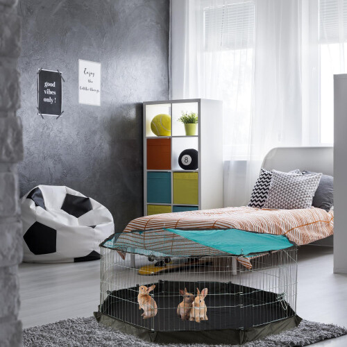 Small animal pen with protective net and bottom 2