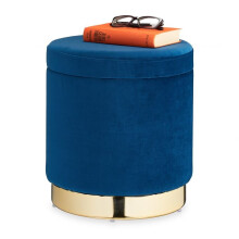Samthocker mit Stauraum Blau