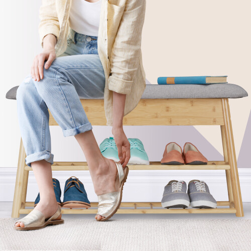 Shoe bench with seat and storage space 1