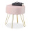 Hocker aus Samt mit rosa Metallbeinen 1