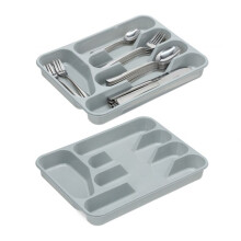 Grauer Besteckkasten 2er-Set