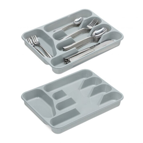 Grauer Besteckkasten 2er-Set