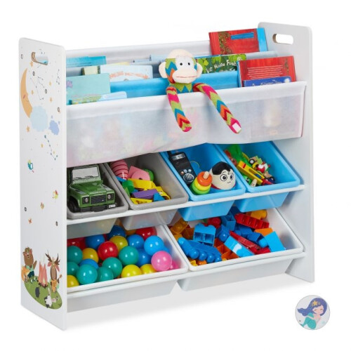 Kinderregal mit 10 Fächern und Motiven