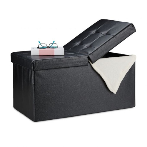 Artificial leather bench with folding lid