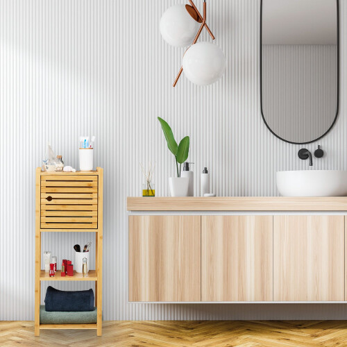 Bambus Badezimmerregal mit 2 Ablagen 1