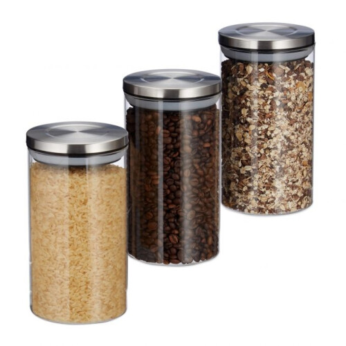 3 säilytyspurkkia 1000 ml