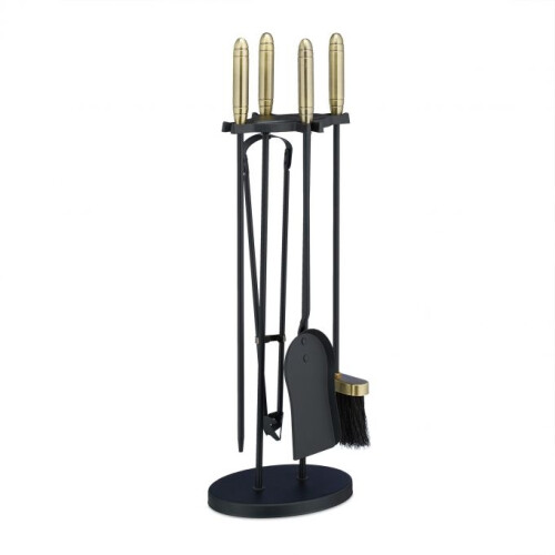 Feuerständer mit 5 Teilen in Schwarz/Gold