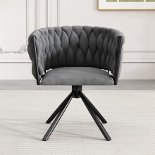 (Gray ) Velvet Dining Chair with Four Metal Support Legs
