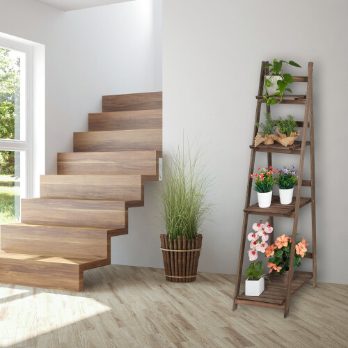 Blumentreppe Holz Dunkelbraun 1