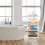 Estante de baño de bambú blanco y natural 2